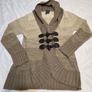 Boy Meets Girl Cardigan Womens Sweater Wrap Style Claw Button Long Sleeve Sz L
